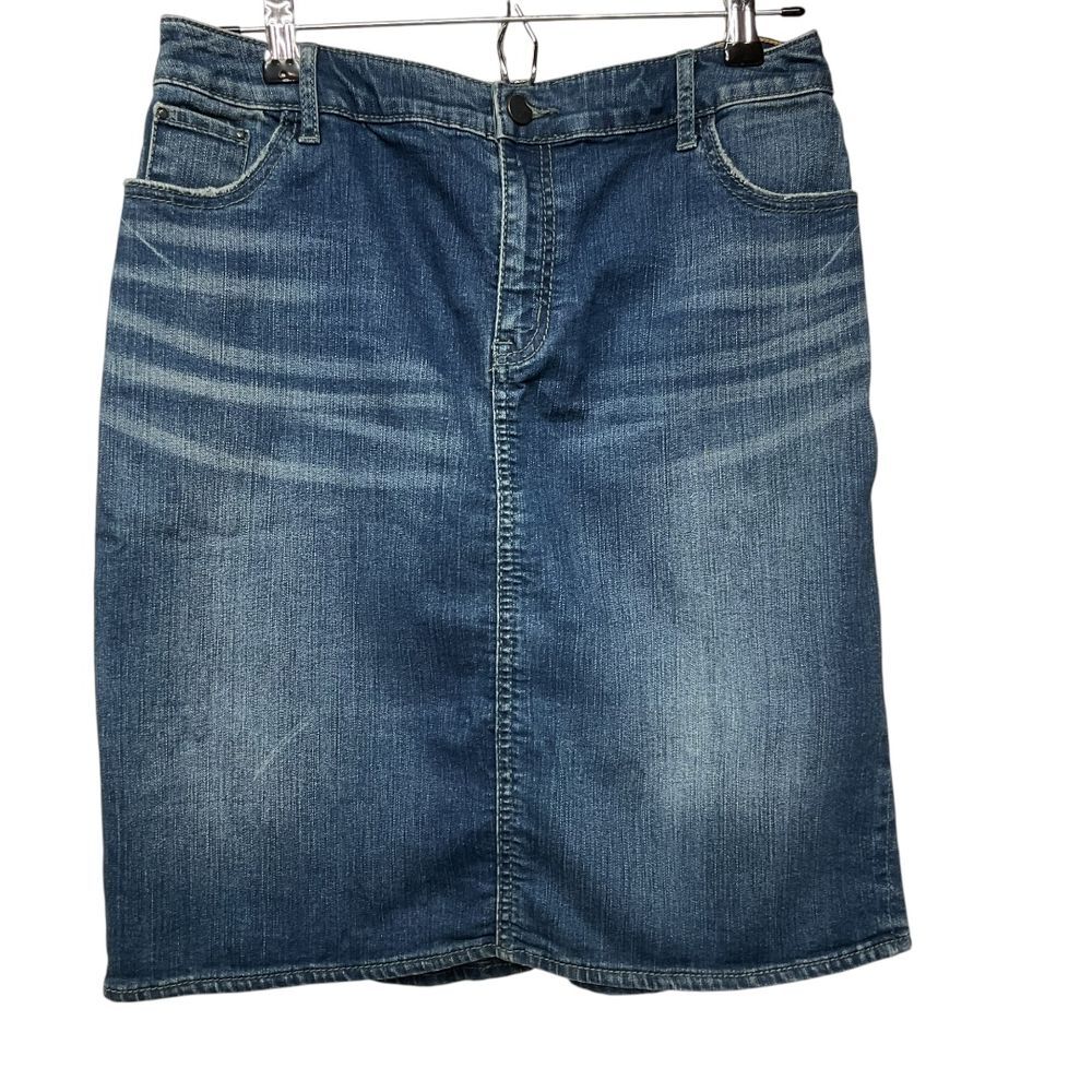Pilcro Anthropologie Classic Denim Pencil Skirt Size 28‎ Back Ruffle High Waist